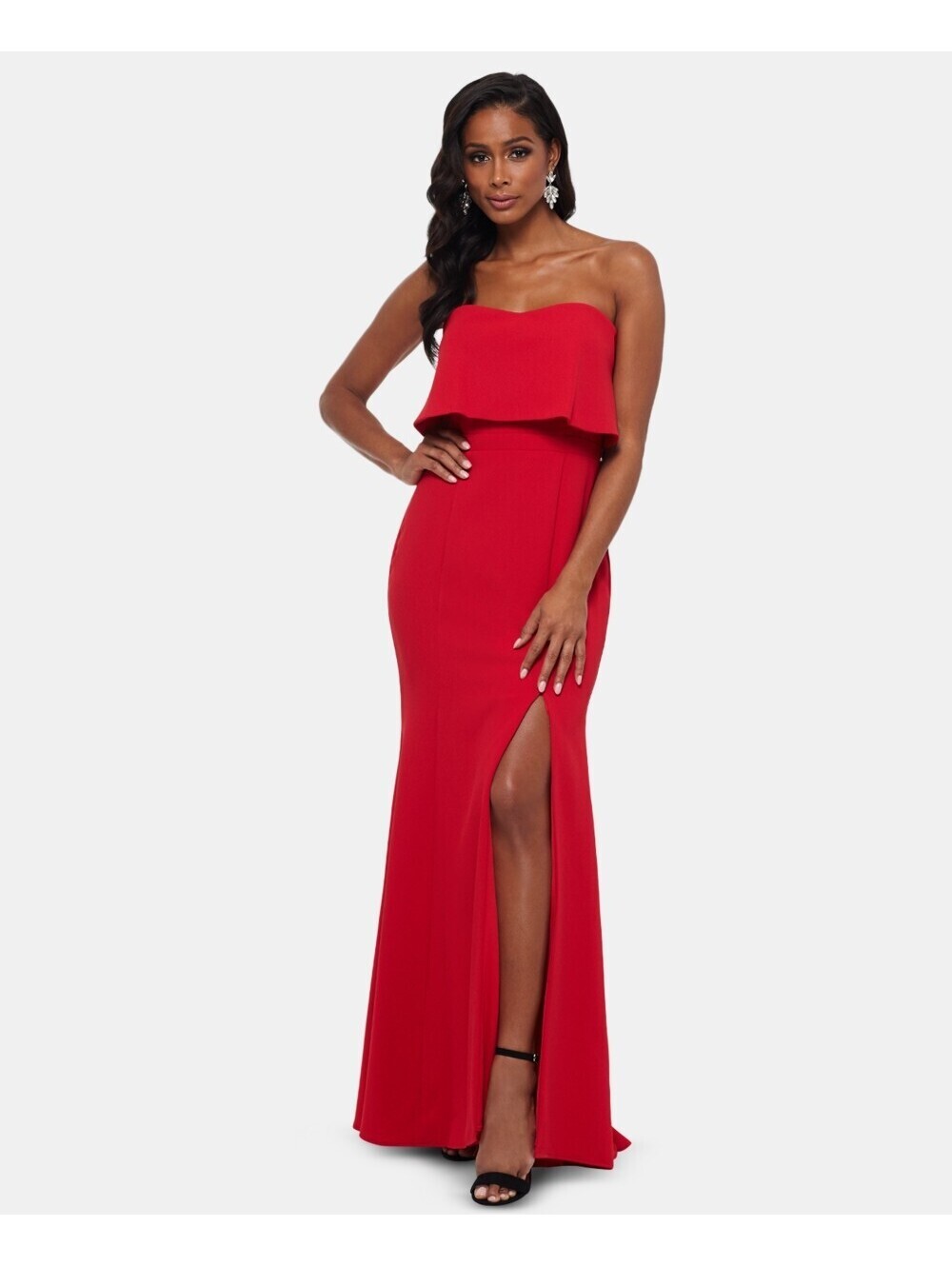 Xscape Womens Strapless Popover Evening Gown Size 12